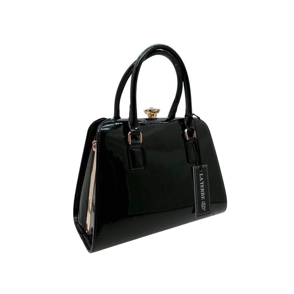 Elegant BK Patent Leather Top Handle Bag - Boutique Quality